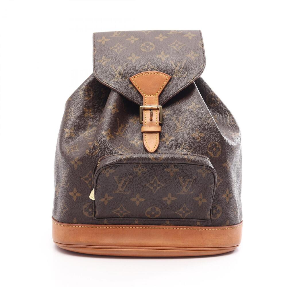 Louis Vuitton Montsouris Monogram Backpack Bag Canvas Leather Brown